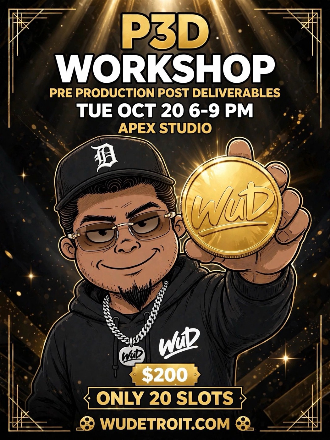 P3D Workshop flyer: Tuesday October 20, 6 to 9 PM at Apex Studio, $200
